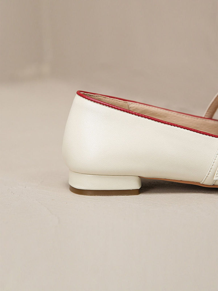 Chaussures à talons épais à bouche peu profonde carrée rétro