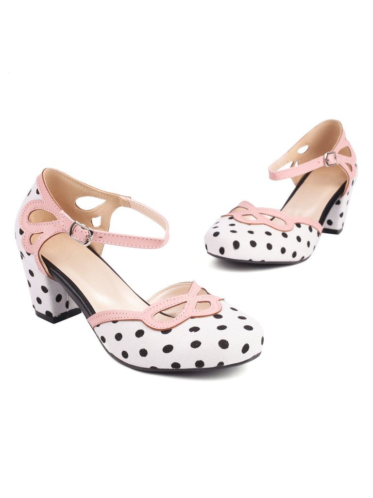 Chaussures à talons hauts bouclés à rayures et à pois