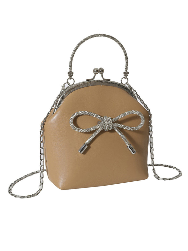 Sac à coque solide rétro avec nœud papillon