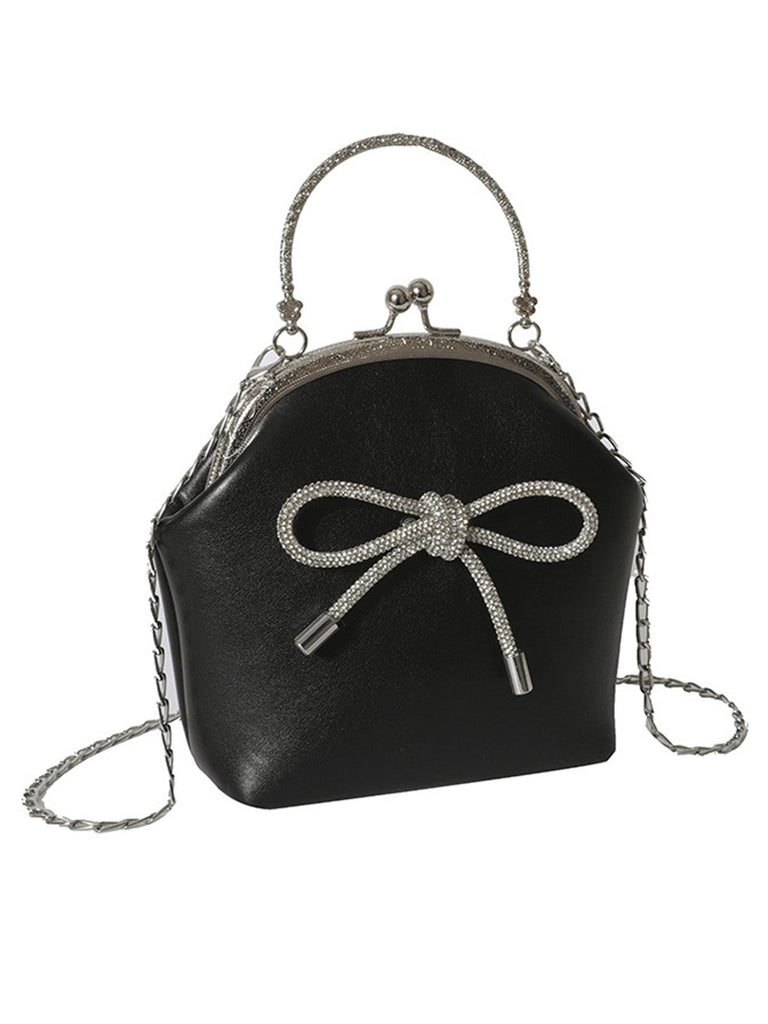 Sac à coque solide rétro avec nœud papillon