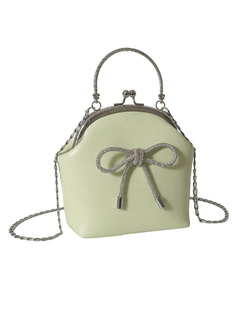 Sac à coque solide rétro avec nœud papillon