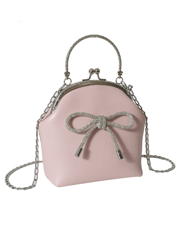 Sac à coque solide rétro avec nœud papillon