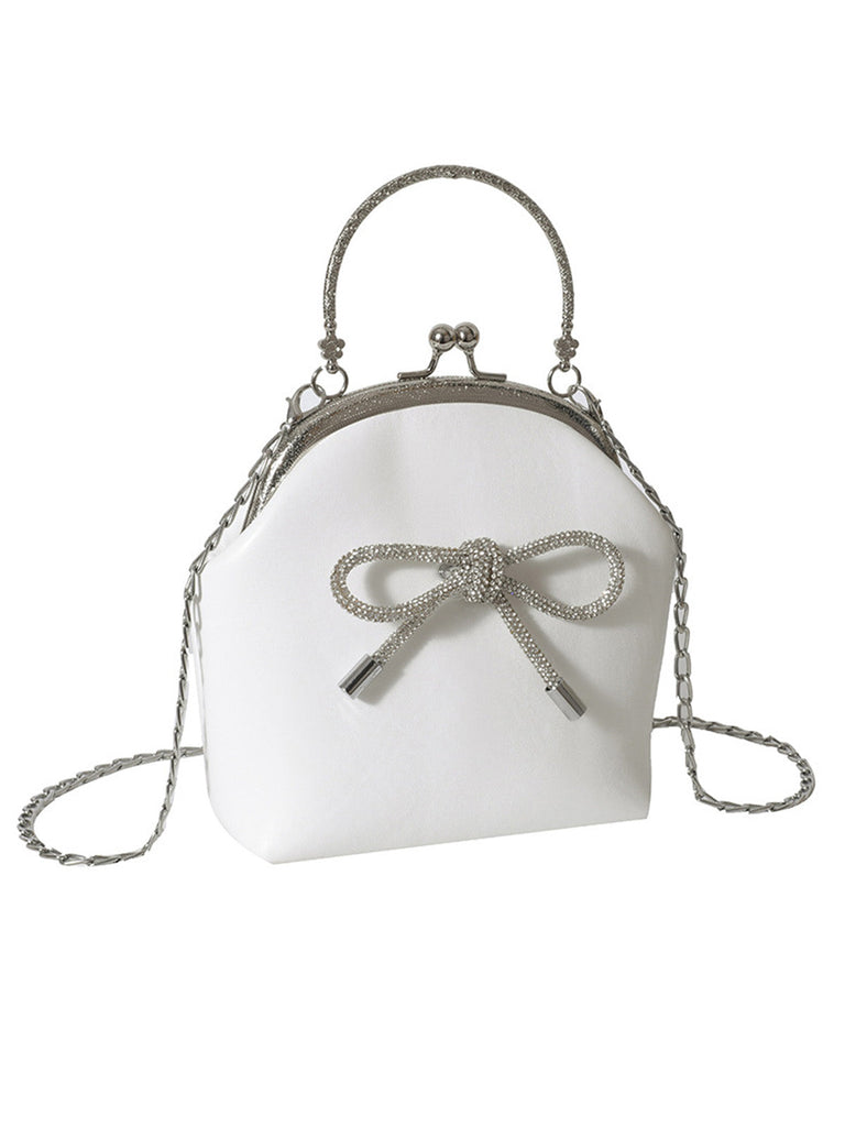 Sac à coque solide rétro avec nœud papillon
