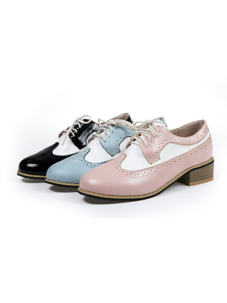 Chaussures Brogue en cuir PU à bout rond