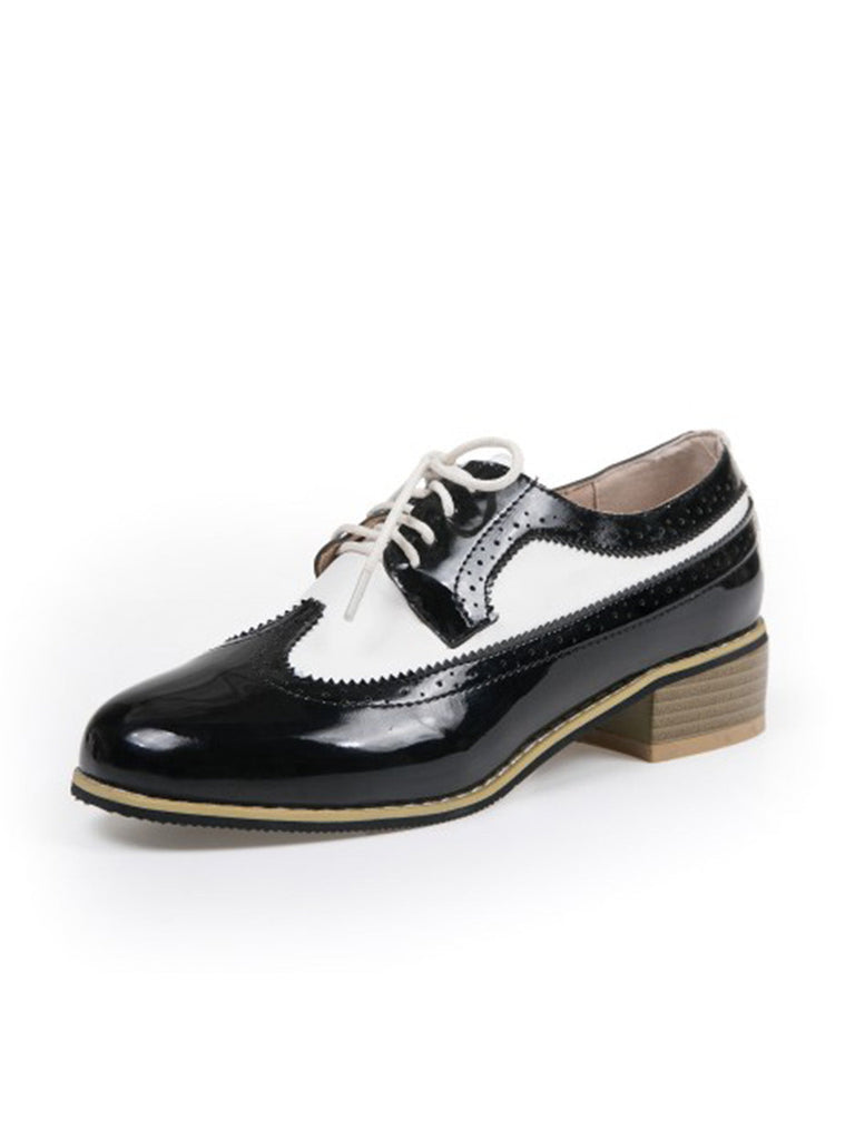 Chaussures Brogue en cuir PU à bout rond