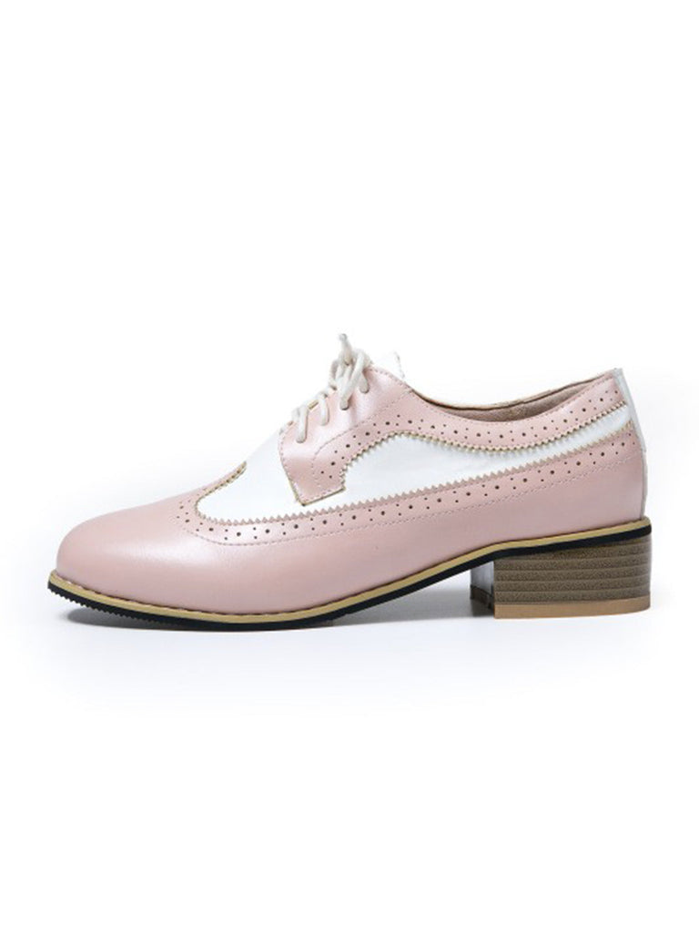 Chaussures Brogue en cuir PU à bout rond