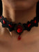 Collier en dentelle d'Halloween rétro noir