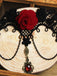 Collier de dentelle de fleur de rose 3D d'Halloween
