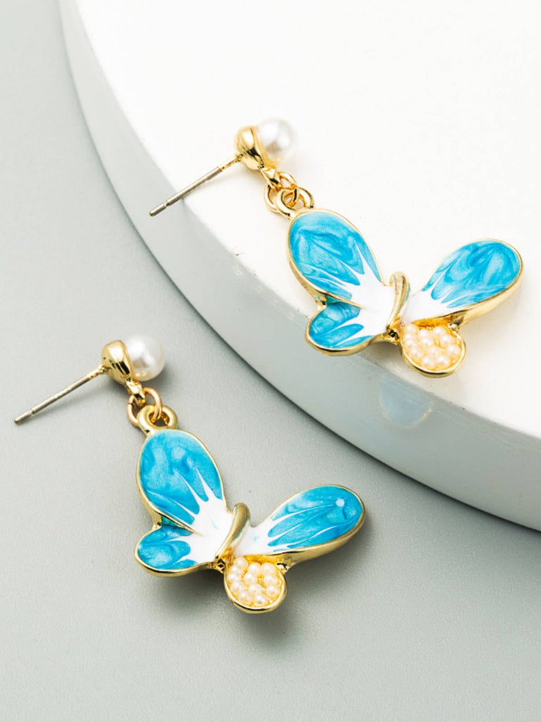 Boucle d'Oreille Perle Papillon Dégradé Rétro