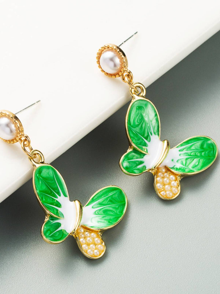 Boucle d'Oreille Perle Papillon Dégradé Rétro