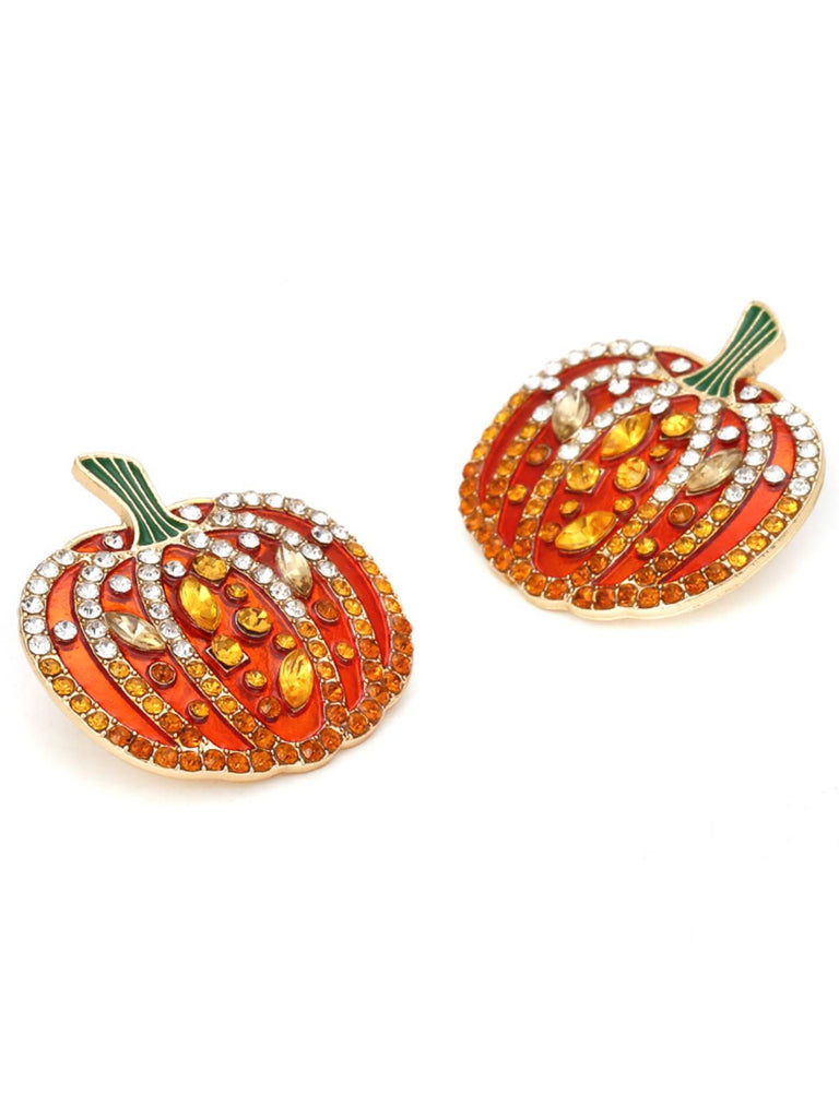 Boucles d'oreilles citrouille d'Halloween orange des années 1950