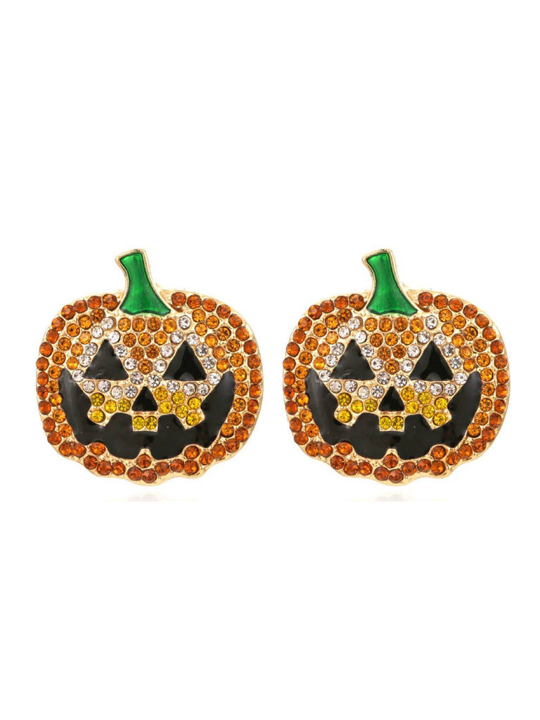 Boucles d'oreilles citrouille grimace d'Halloween des années 1950