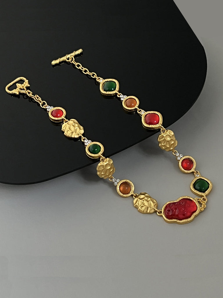 2PCS Boucles d'oreilles et collier en alliage doré