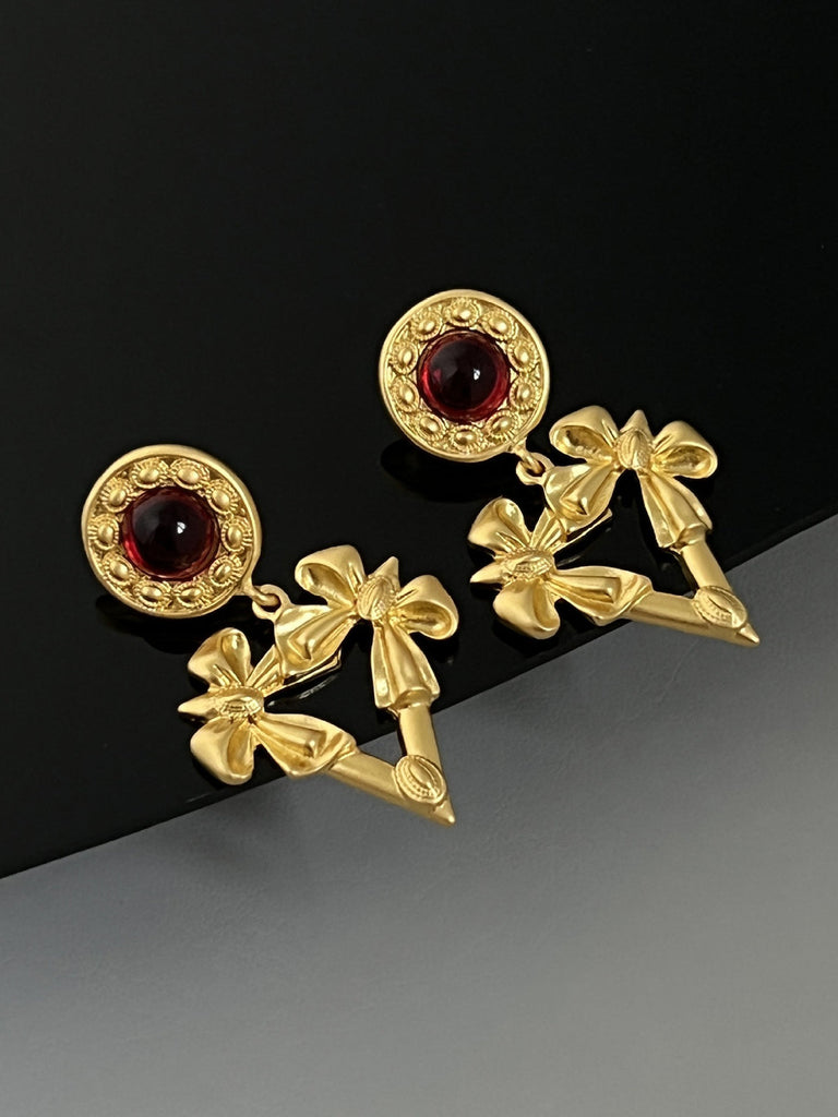2PCS Boucles d'oreilles et collier en alliage doré