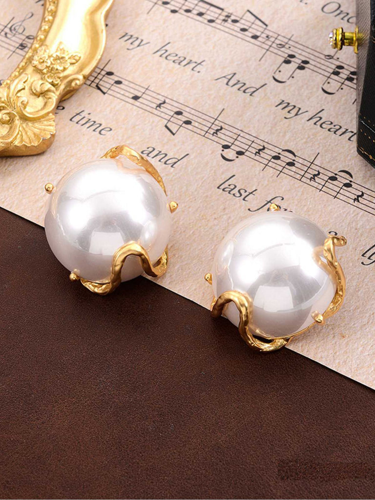 Boucles d'oreilles en alliage d'or avec perles rétro