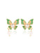 Boucles d'oreilles perle papillon vert rétro