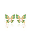 Boucles d'oreilles perle papillon vert rétro