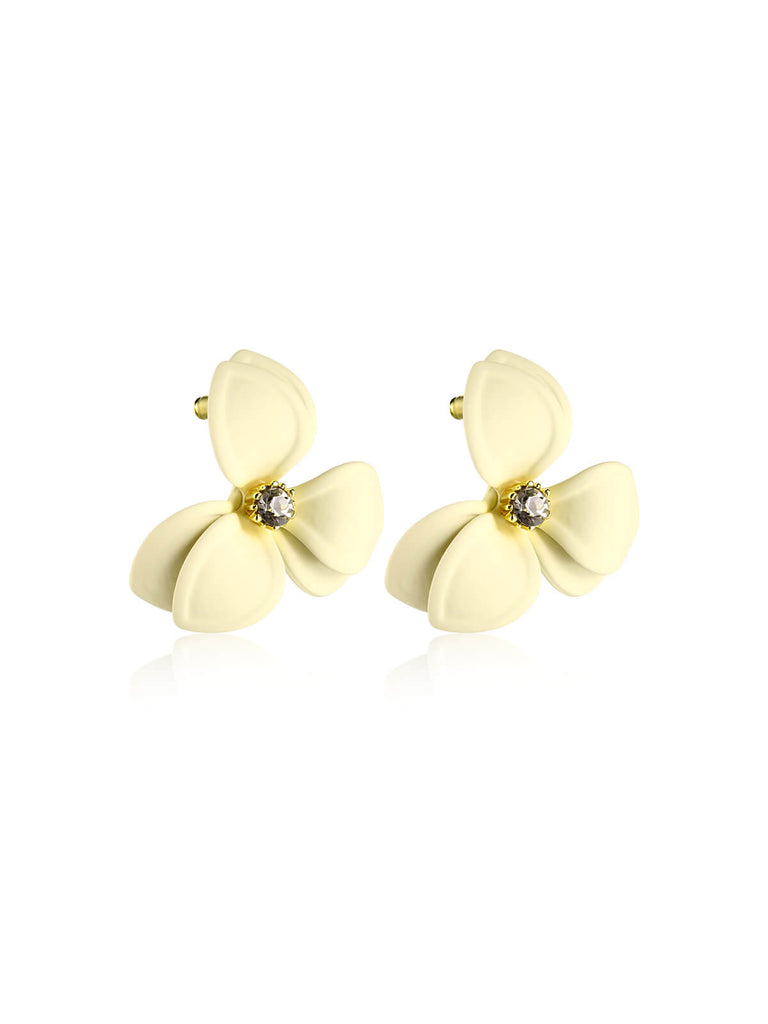 Boucles d'Oreilles Vintage Strass Fleur Jaune