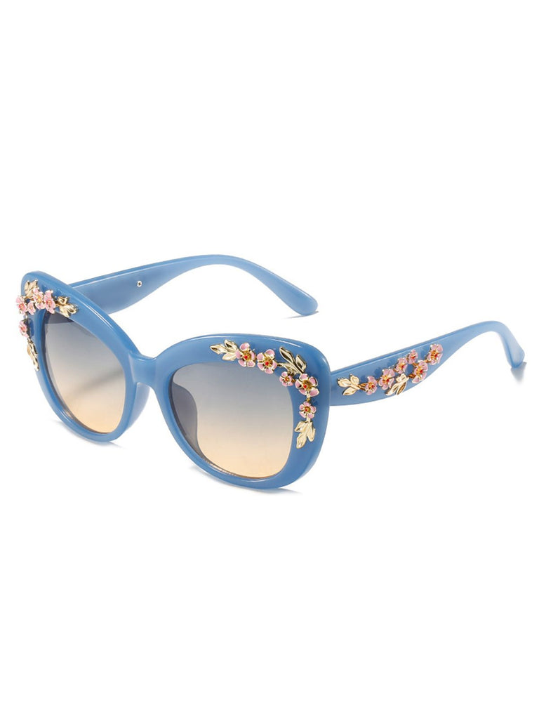 Lunettes de soleil dégradées en plastique floral chic