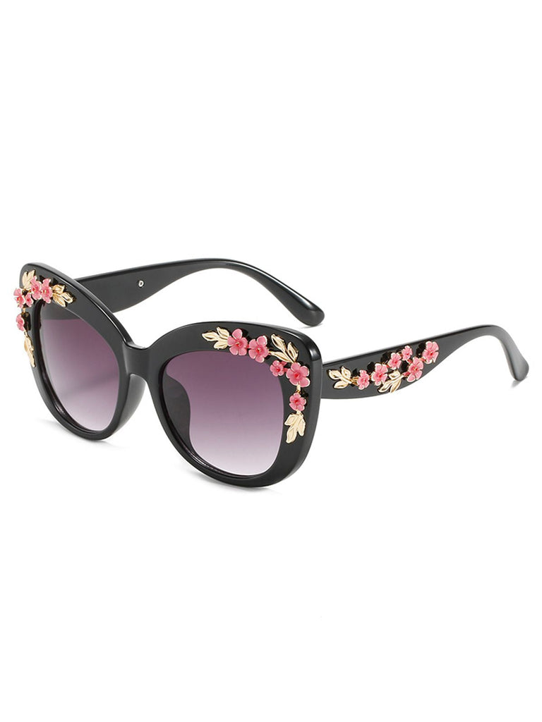 Lunettes de soleil dégradées en plastique floral chic