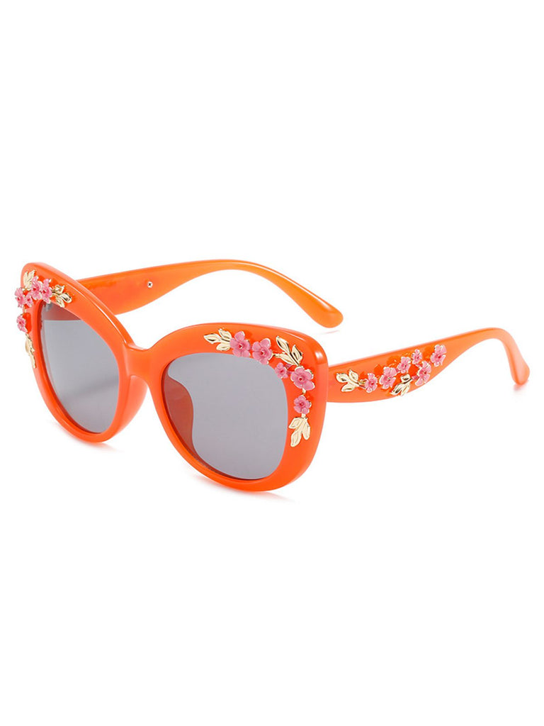 Lunettes de soleil dégradées en plastique floral chic