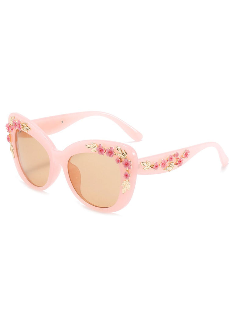 Lunettes de soleil dégradées en plastique floral chic