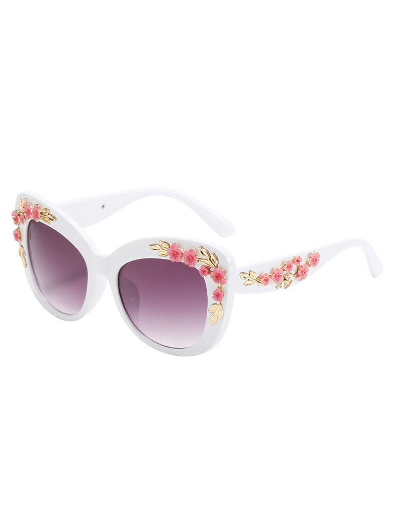 Lunettes de soleil dégradées en plastique floral chic