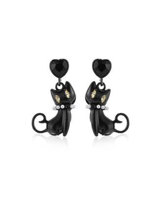 Boucles d'Oreilles Clous d'Halloween Chat Vintage