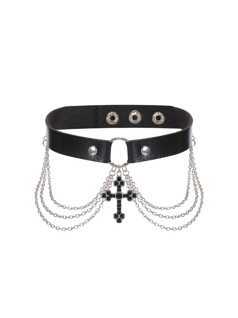 Collier Ras Du Cou Croix Noire