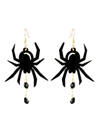 Boucles d'oreilles pendantes araignée noire d'Halloween