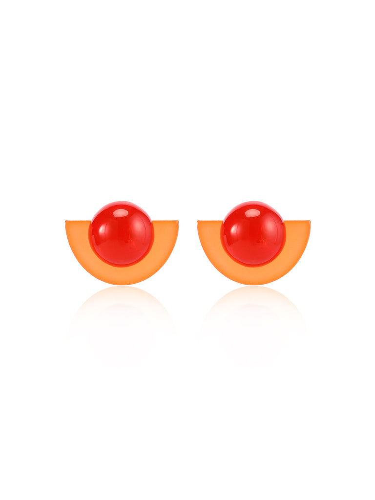 Boucles d’oreilles demi-cercle vintage en acrylique rouge