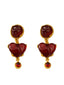 Boucles d’oreilles vintage en résine coeur bordeaux