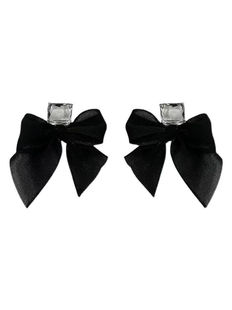 Boucles d'oreilles vintage en cristal transparent avec nœud