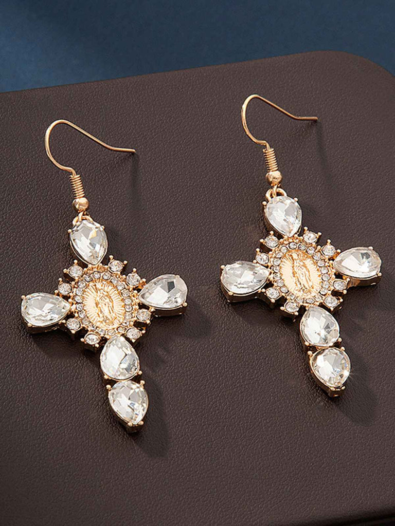 Boucles d'oreilles croix diamant vintage en or
