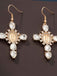 Boucles d'oreilles croix diamant vintage en or