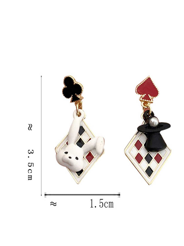 Boucles d'oreilles contrastées avec chapeau magique de lapin