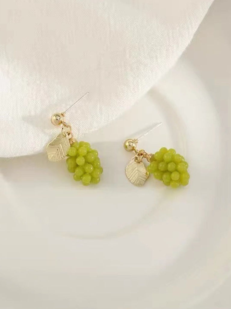 Boucles d’oreilles mignonnes en raisin vert clair