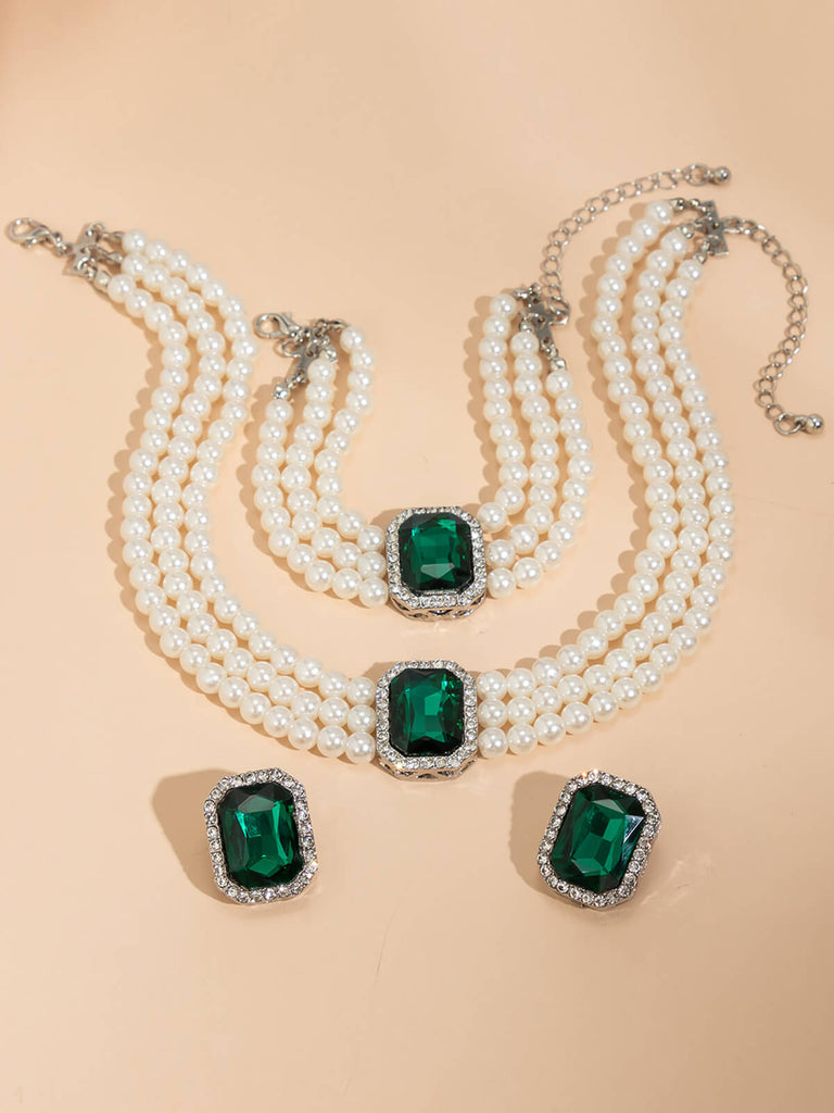 Elégant Ensemble Collier Boucles D'oreilles En Perles Elégant Ensemble Collier Boucles D'oreilles En Perles