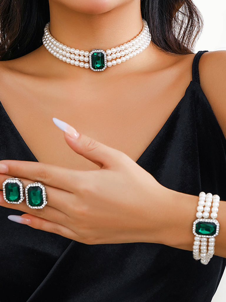 KnSam Lot de Bijoux Collier, Bague, Bracelet, Boucles d'oreilles 4PCS KnSam Lot de Bijoux Collier, Bague, Bracelet, Boucles d'oreilles 4PCS