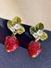 Boucles d'oreilles pendantes rétro en forme de fraise et strass