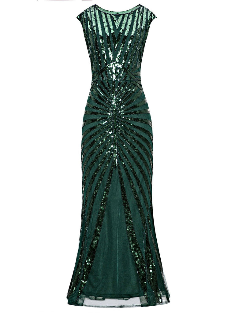 [Produits en Liquidation] Robe Charleston Vintage Année 20 Gatsby Maxi à Paillettes Déco Nœud Papillon