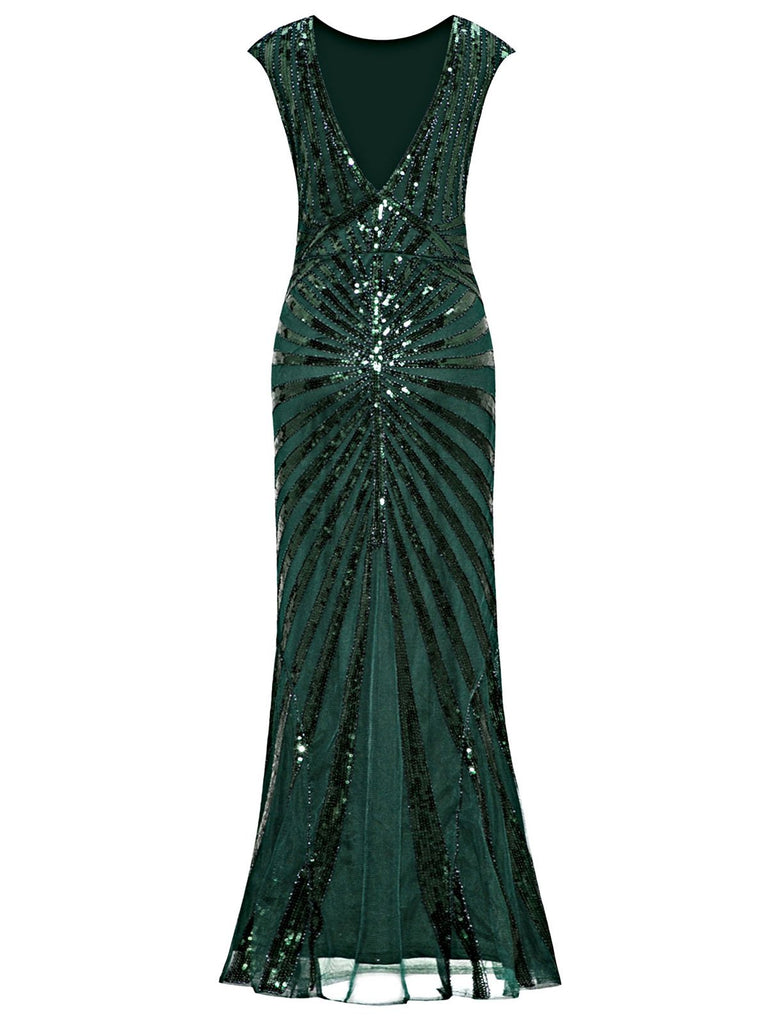 [Produits en Liquidation] Robe Charleston Vintage Année 20 Gatsby Maxi à Paillettes Déco Nœud Papillon