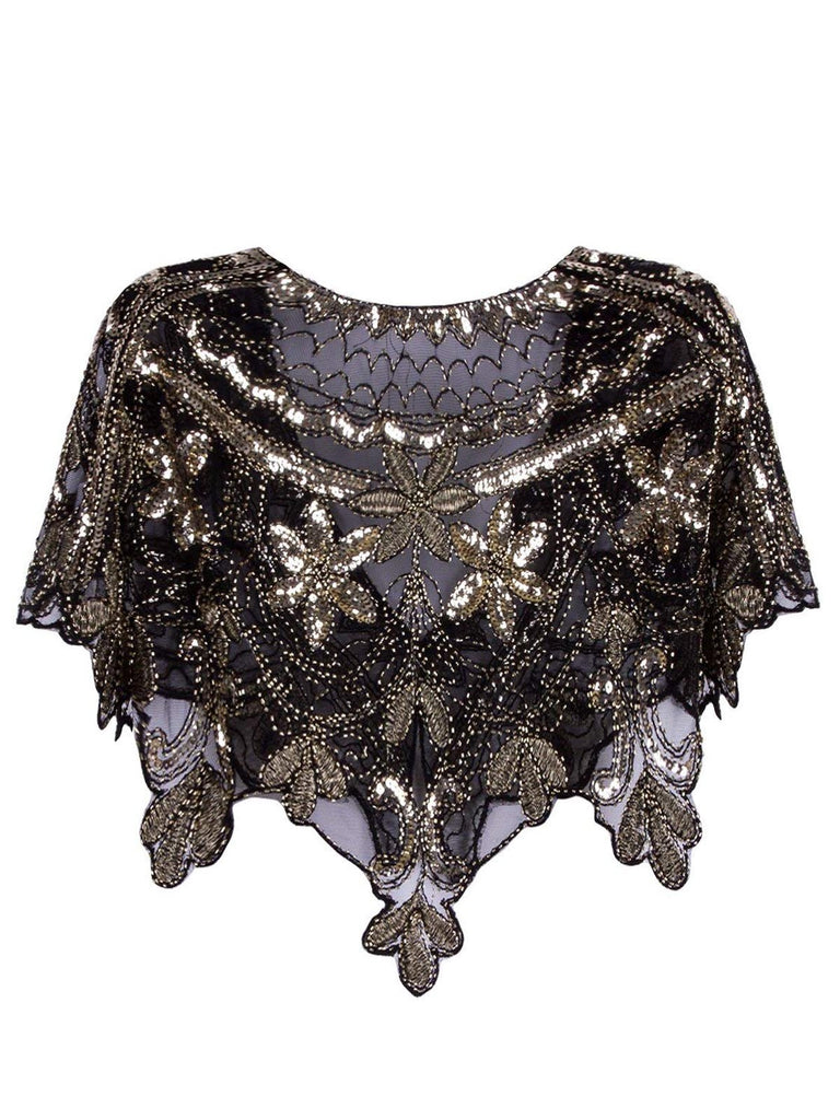 1920s Châle Flapper à Paillettes Cape