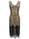 [Produits en liquidation] Robe Charleston Vintage Année 20 Gatsby à Fleurs Flapper avec Perles