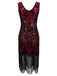 [Produits en liquidation] Robe Charleston Vintage Année 20 Gatsby à Fleurs Flapper avec Perles