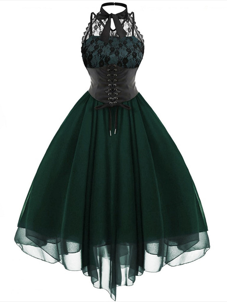 Robe de Vampire Déguisement Gothique Steampunk en Dentelle
