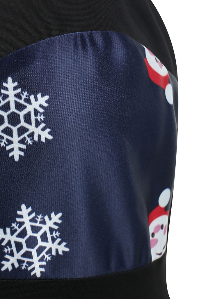 Robe de Noël Vintage Années 50 Bleue du Père Noël de Neige Soirée Cocktail Pin Up