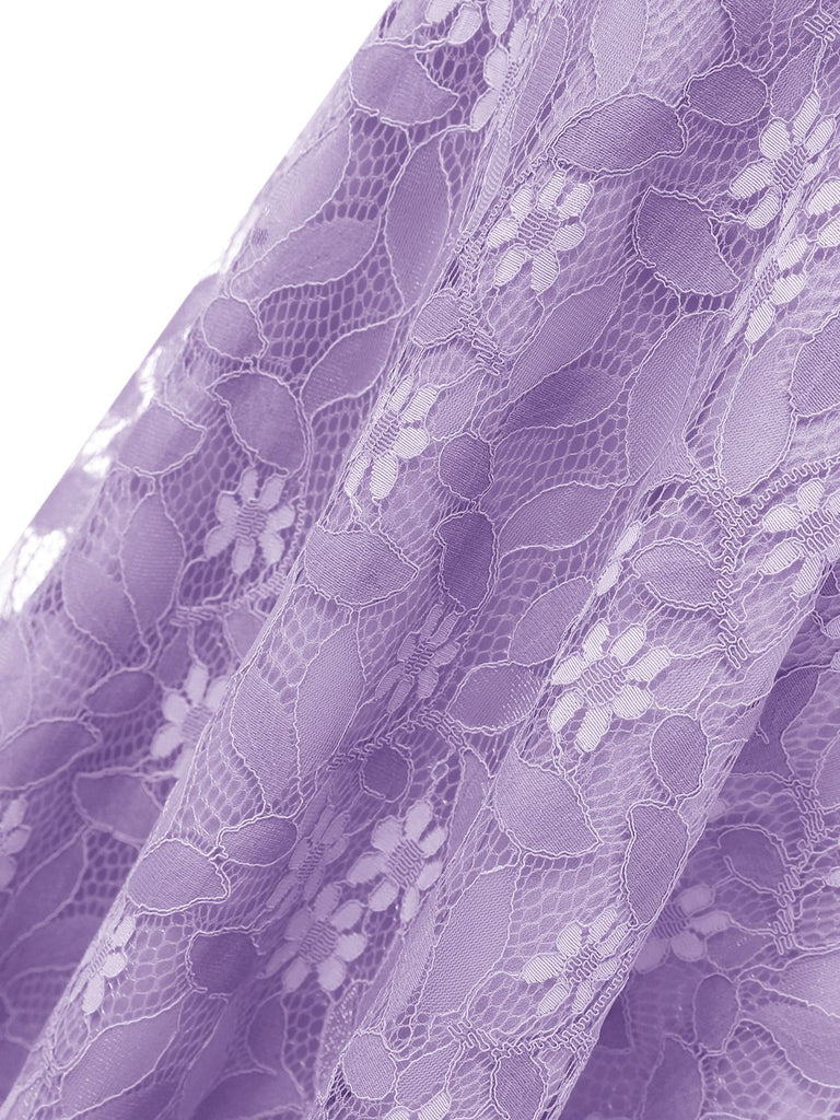 Robe Vintage Année 50 à Volants Dos Nu en Dentelle Violet Cocktail