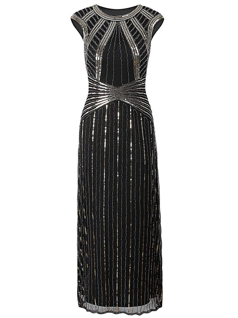 Robe Charleston Vintage Années 20 Gatsby à Sequins et Perles Soirée Cocktail