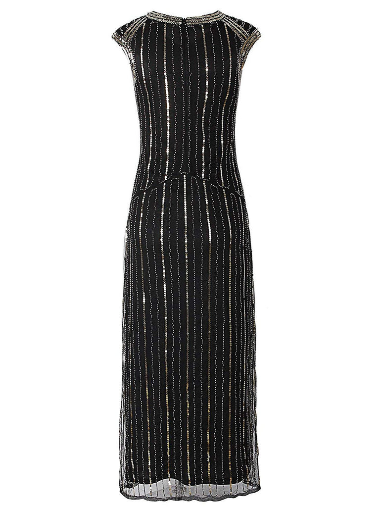 Robe Charleston Vintage Années 20 Gatsby à Sequins et Perles Soirée Cocktail